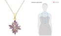 Macy's Amethyst (1-3/4 ct. t.w.) and Diamond Accent Cluster Pendant Necklace in 18k Gold-Plated Sterling Silver